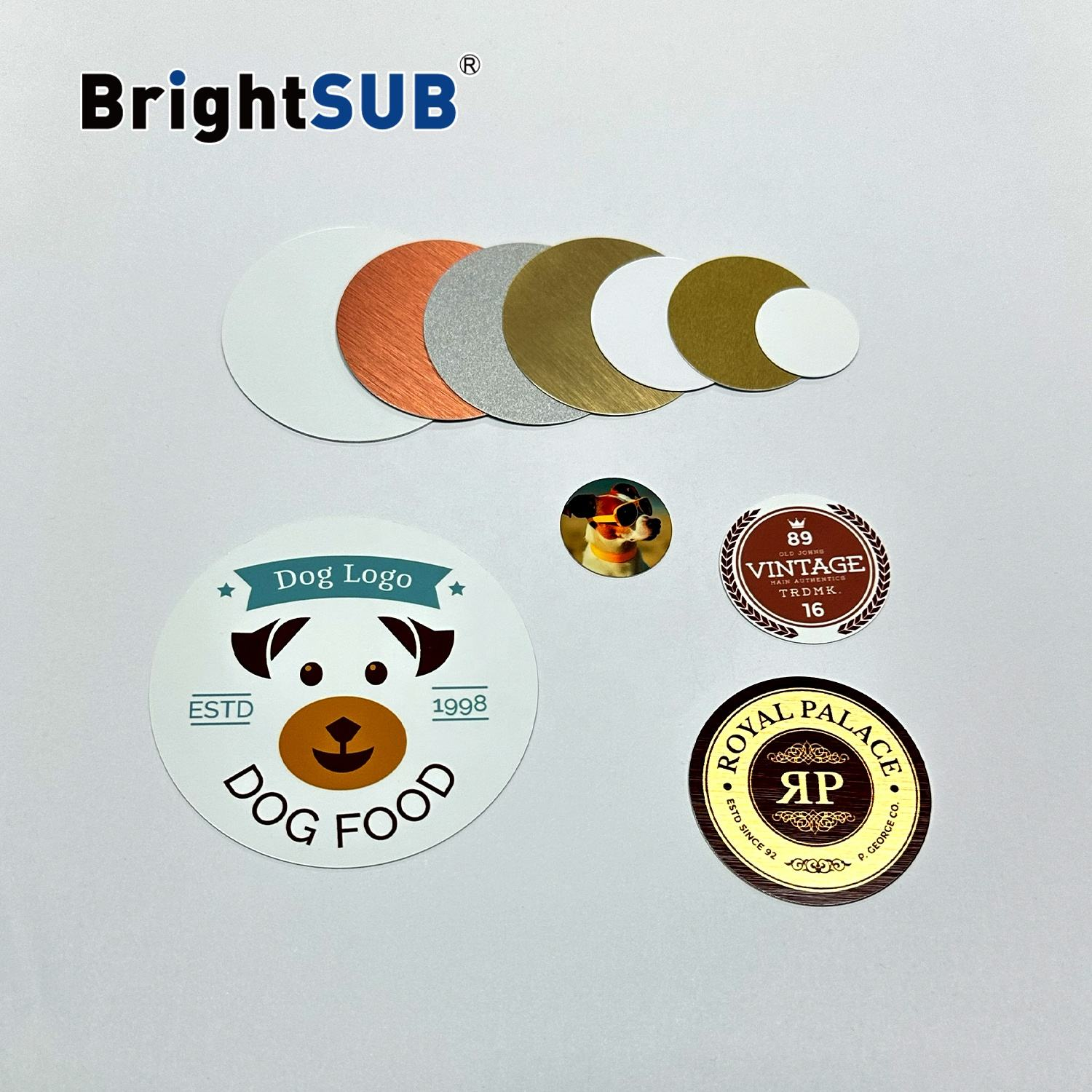 BrightSUB 多表面纹理热转印金属圆片与徽章贴片